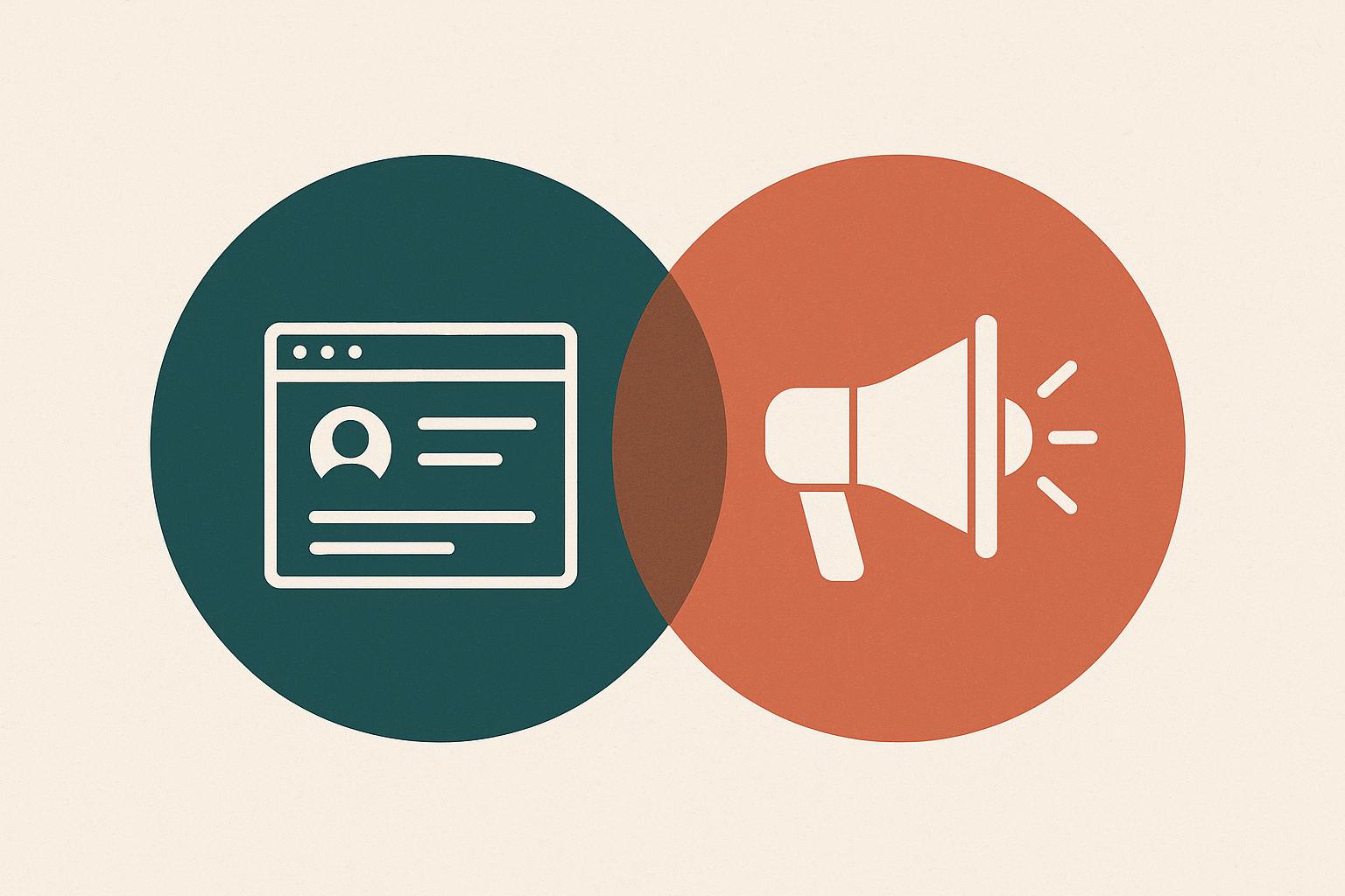 User experience and marketing strategy intersect illustrated by overlapping digital design elements