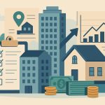 Real estate investment process from property sourcing to stabilization concept illustration