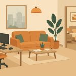 Ergonomic home office setup in a modern condo highlighting daily comfort and productivity features