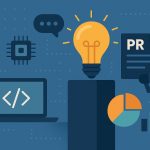 Modern tech PR agency brainstorming creative strategies for impactful innovation communication