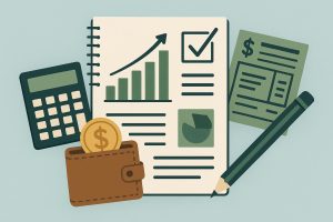 Spreadsheet and calculator on a desk illustrating local government budgeting strategies