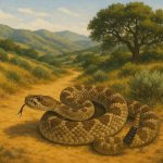 Rattlesnake coiled on a California hiking trail, highlighting safety tips for hikers