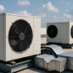 Modern commercial air conditioning unit in a business setting, highlighting upgrade indicators