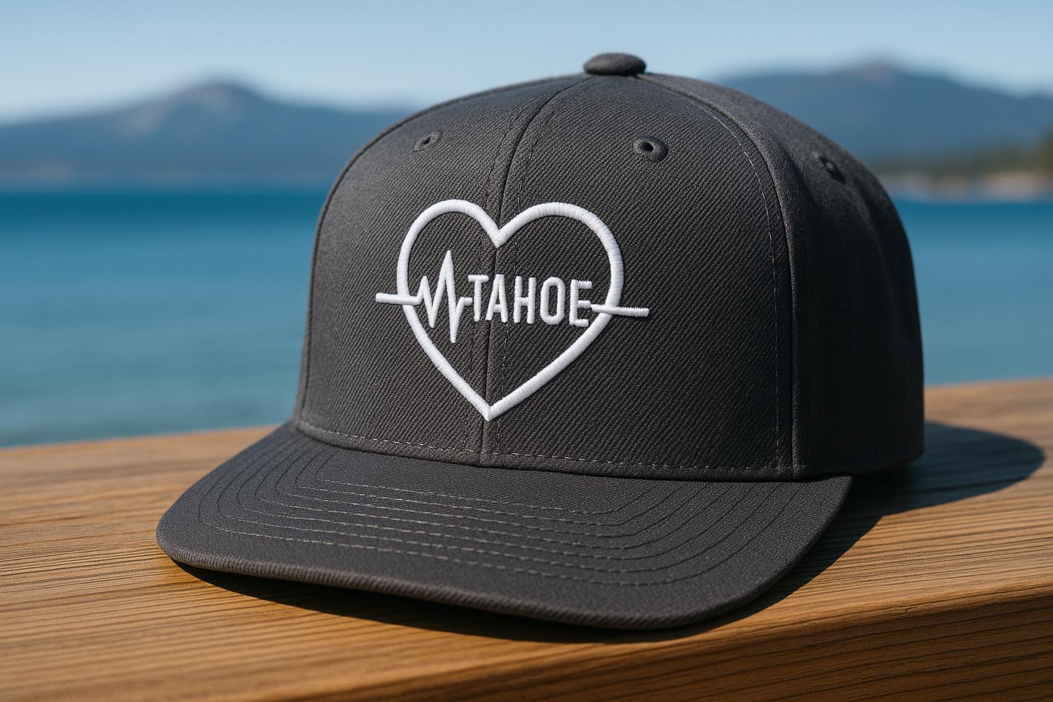 Custom Tahoe-themed hat showcasing unique design elements for brand identity enhancement