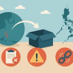 Philippines outsourcing concept with business documents, digital devices, and workflow charts