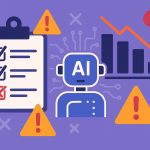 Illustration of software testing workflow with highlighted errors in AI automation processes