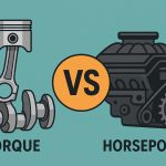 Car engine diagram illustrating the relationship between torque and horsepower for beginners