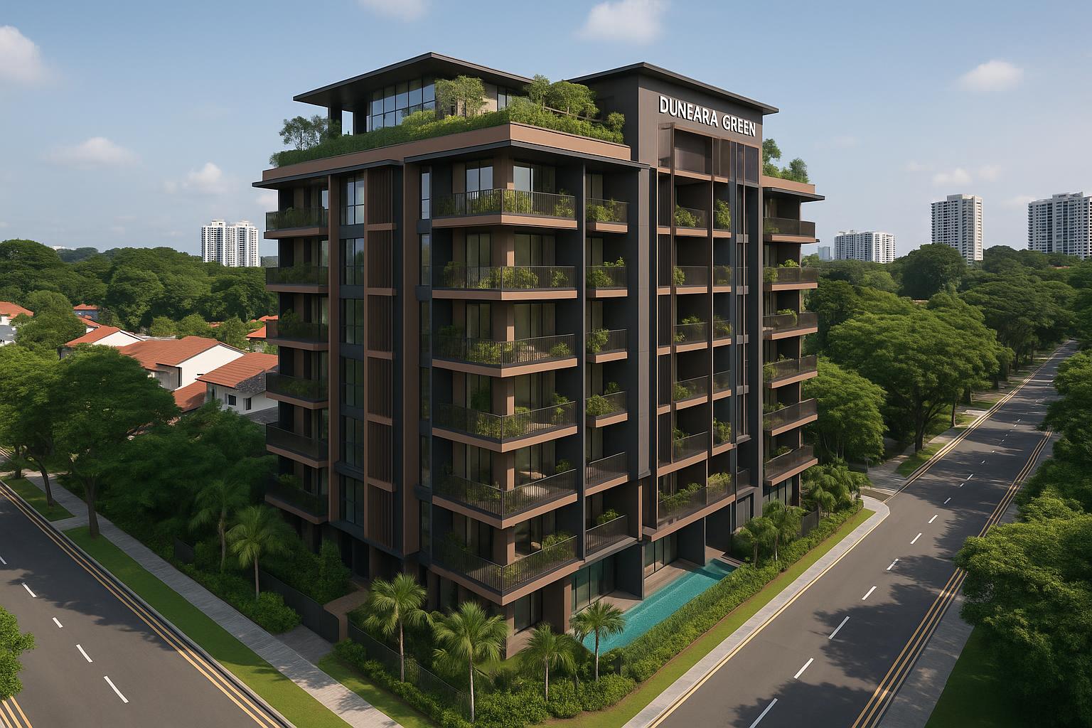Dunearn Green modern residential towers in Bukit Timah Estate surrounded by lush greenery