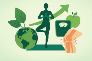 Yoga poses for weight loss and knee pain relief on a yoga mat in a calm home setting