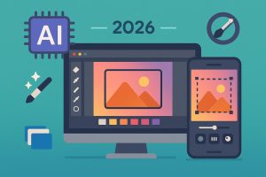 AI-powered photo editing tools interface showcasing free image editor features and creative options